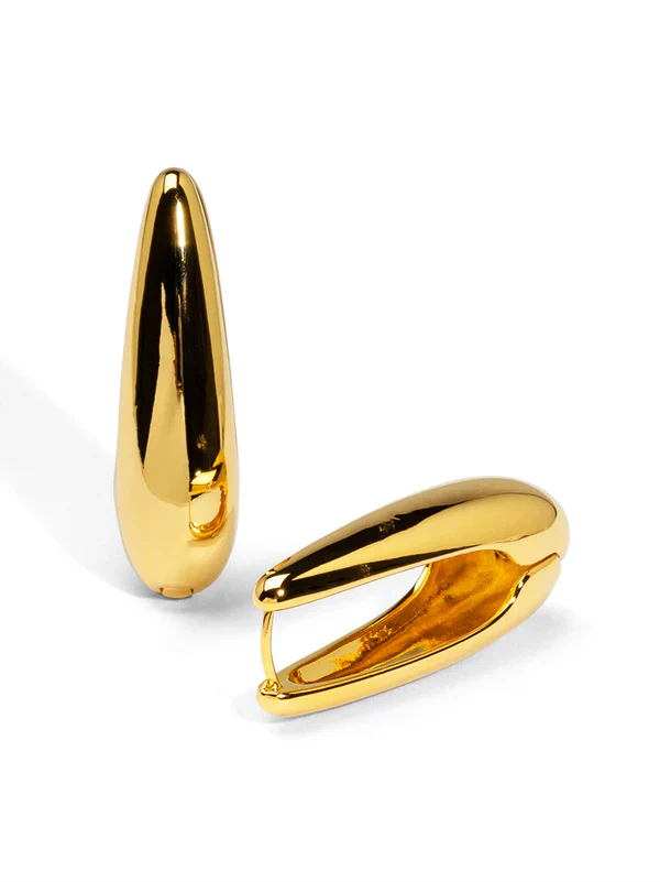 Mega Teardrop Hoop Earring-Gold - Image 3