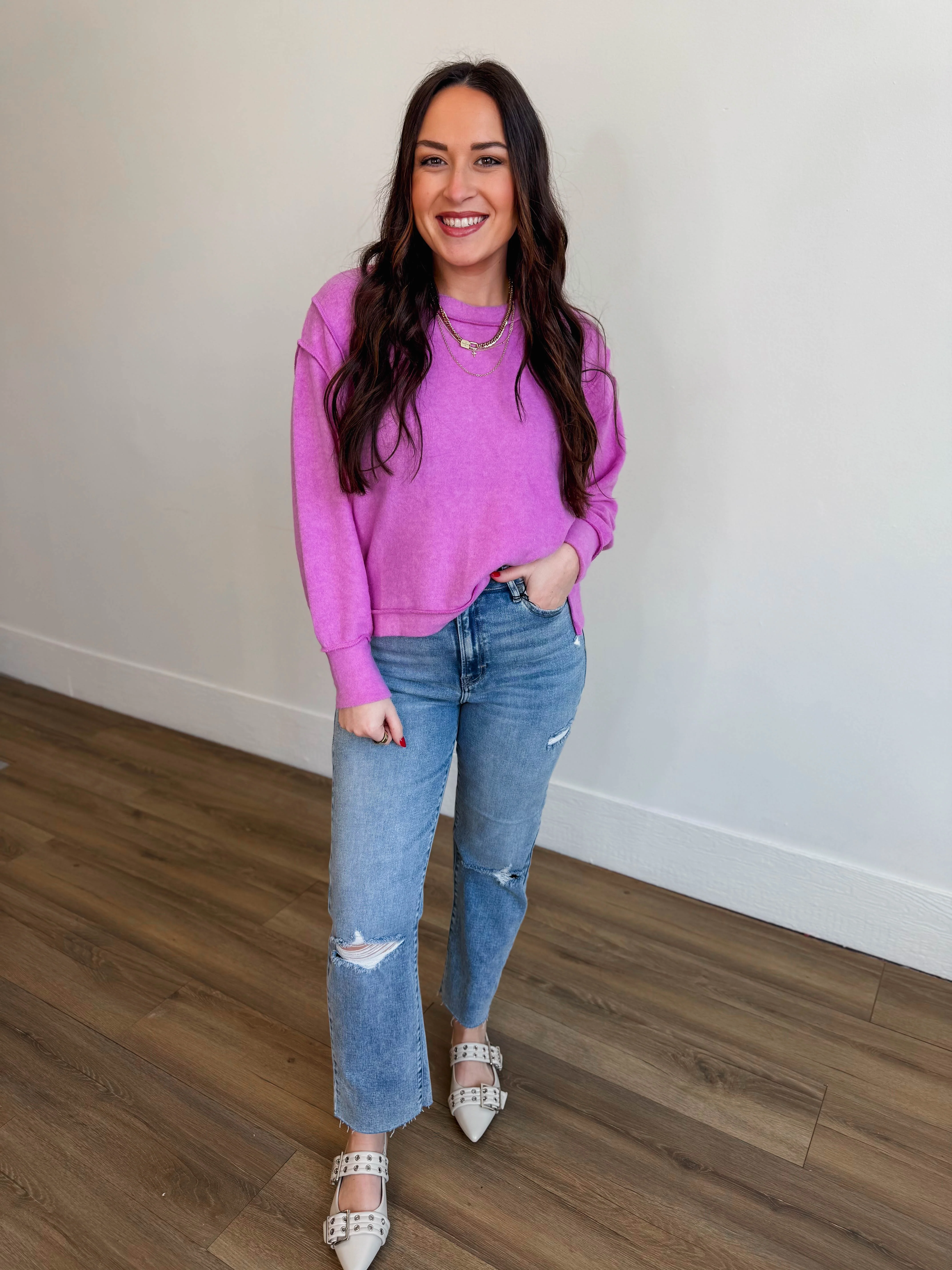 Paige Sweater-Bright Mauve - Image 6